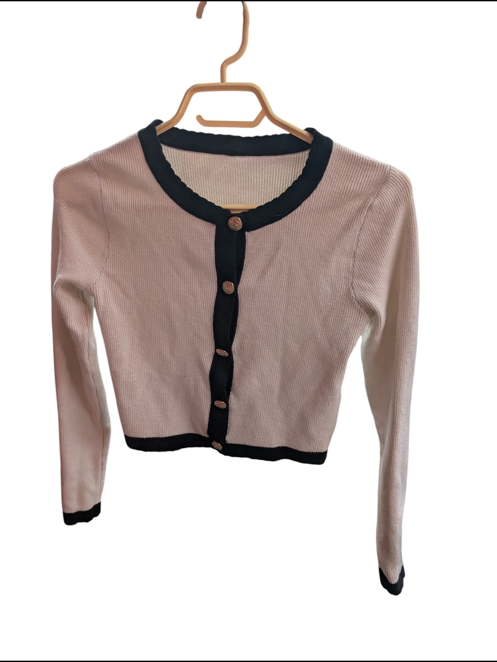 SHEIN White Cream Cardigan with Black Edge